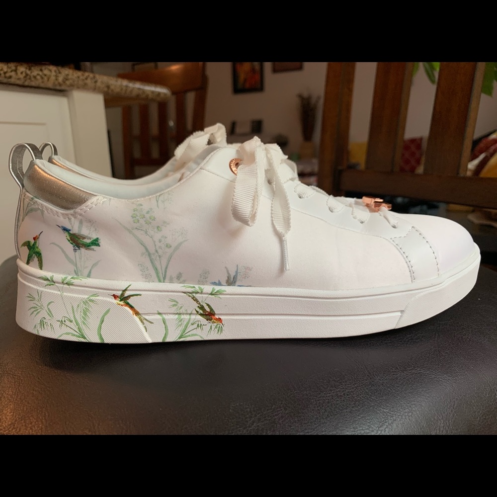 Ted Baker white sneakers, size 9, fabric leather